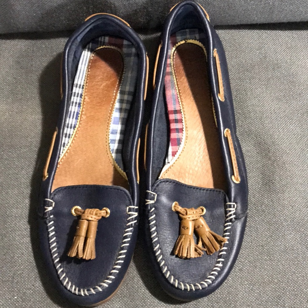Navy blue SPERRYs loafers flats sz 6 New!